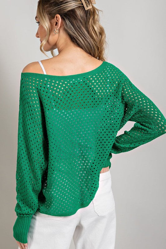 Eyelet on sale knit sweater