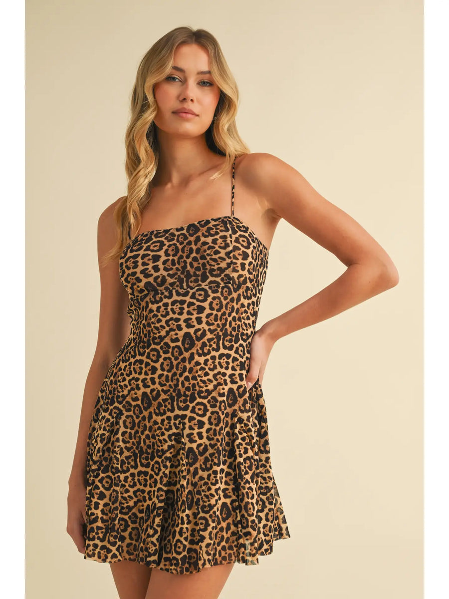 Leopard Sleeveless Mini Dress L