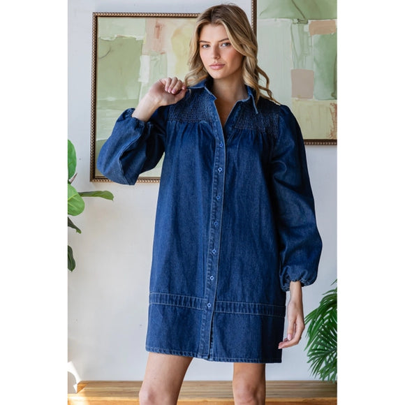 LS Denim Shirt Dress - Greige Goods