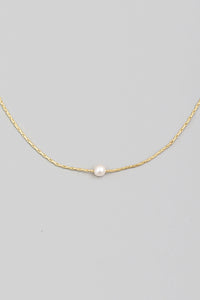 Dainty Chain Pearl Charm Necklace