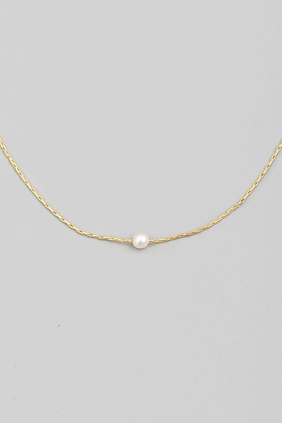 Dainty Chain Pearl Charm Necklace