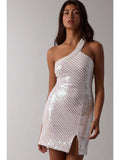 Sequin One-Shoulder Cocktail Mini - Greige Goods