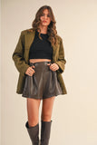 Leather Pleated Shorts - Greige Goods