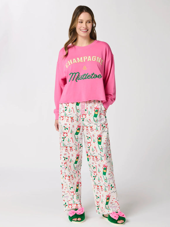 Champagne & Mistletoe Sweatshirt - Greige Goods