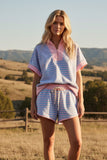 Half Zip Striped Top and Short Set