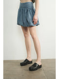 Denim Bubble Mini Skirt - Greige Goods