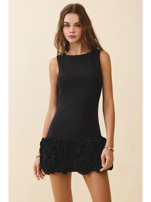 Floral 3D Rosette Hem Mini - Greige Goods