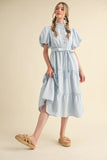 Striped Ruffle Button Down Midi - Greige Goods