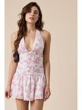 Floral Halter Mini Dress - Greige Goods