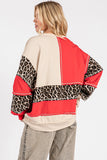 Leopard Patchwork Oversized Sweatshirt - Greige Goods