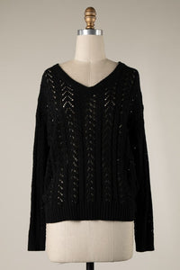 Reversible Twist Crochet Knit Sweater - Greige Goods