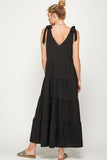 V Neck Tie Shoulder Maxi Dress - Greige Goods