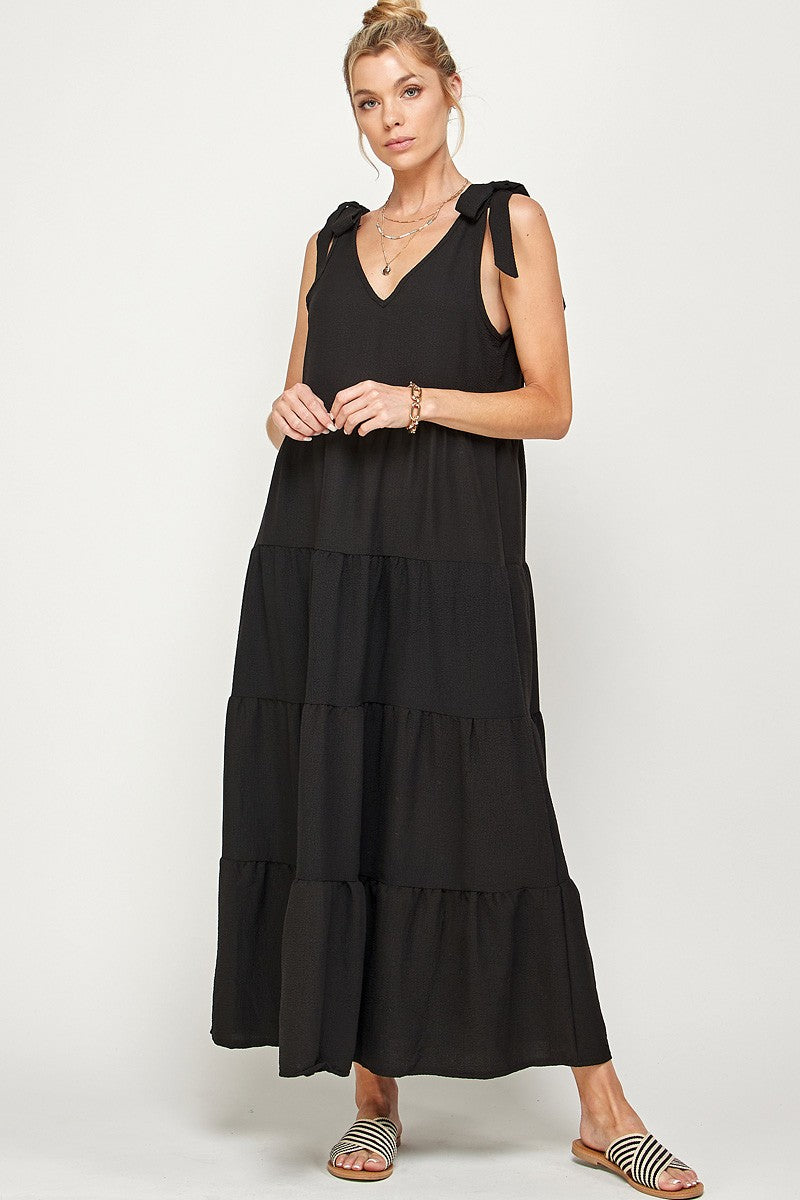 tie shoulder maxi dress V Neck Tie Shoulder Maxi Dress– Greige Goods