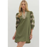 Puff Sleeve Embroidered Mini - Greige Goods