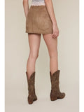 Suede Buckle Mini Skirt - Greige Goods