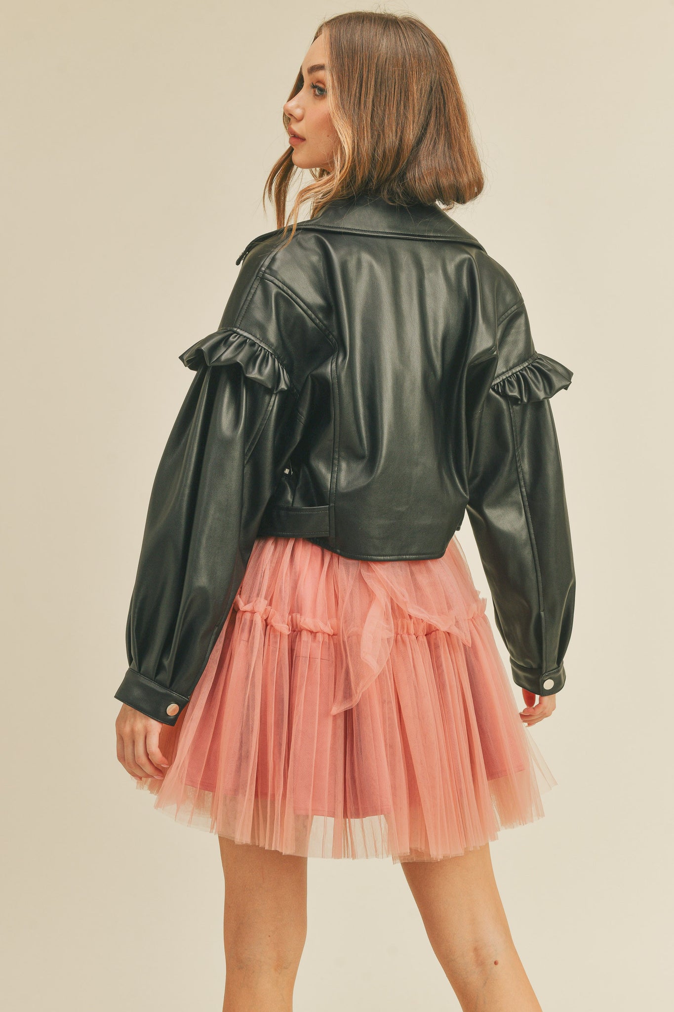 Puff Sleeve Leather Jacket