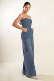 Sweetheart Neckline Denim Jumpsuit