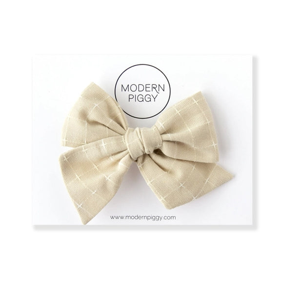 Oversized Handtied Clip On Bow - Greige Goods