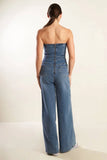 Sweetheart Neckline Denim Jumpsuit