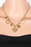 Assorted Heart Charms Chain Necklace