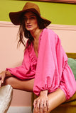 Ruffled V-Neck Romper - Greige Goods