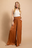 Washed Satin Wide Legged Pants - Greige Goods