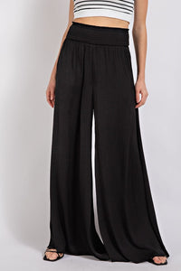 Washed Satin Wide Legged Pants - Greige Goods