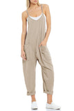 Loose V Neck Jumpsuit - Greige Goods