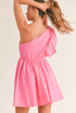 Ruffle One Shoulder Mini - Greige Goods