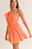 Ruffle One Shoulder Mini - Greige Goods