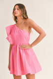 Ruffle One Shoulder Mini - Greige Goods