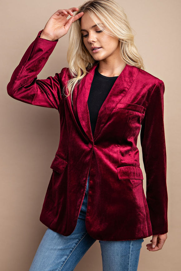 Vibrant Velvet Blazer - Greige Goods