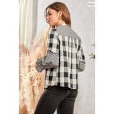 Plus Plaid Embroidery Top