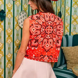 Paisley Printed Tie Vest - Greige Goods