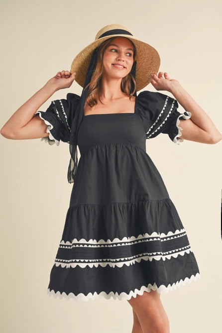 Ric Rac Puff Sleeve Mini - Greige Goods