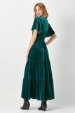 Ruffle Sleeve Velvet Maxi - Greige Goods