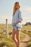 Striped Button Down Ruffle Top - Greige Goods