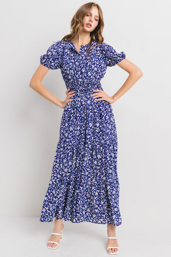 Floral Print Tiered Maxi Dress - Greige Goods