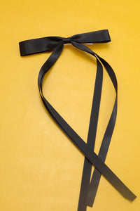 Long Satin Bow Clip - Greige Goods