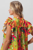 Bright Floral Ruffle Blouse - Greige Goods