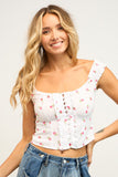 Floral Frill Strap Crop Top - Greige Goods