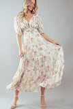 Short Puff Floral Maxi - Greige Goods