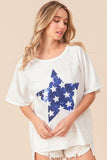 Uneven Hem Sequin Star Top - Greige Goods