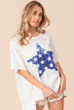 Uneven Hem Sequin Star Top - Greige Goods