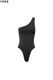 Double Layer One Shoulder Bodysuit - Greige Goods