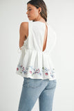 Embroidered Peplum Top