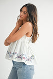 Embroidered Peplum Top