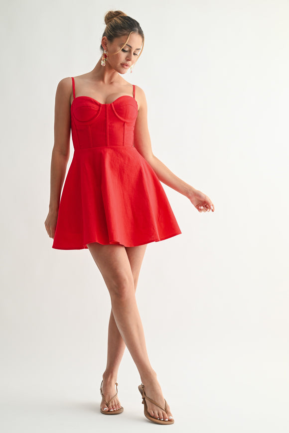 Linen Flare Mini Dress - Greige Goods