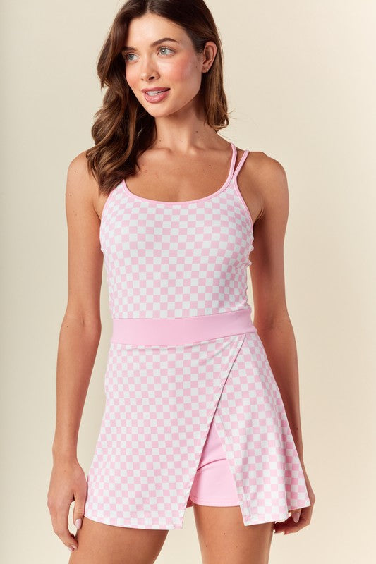 Gingham Active Romper Dress - Greige Goods