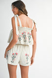 Tie Shoulder Top and Short Set - Greige Goods